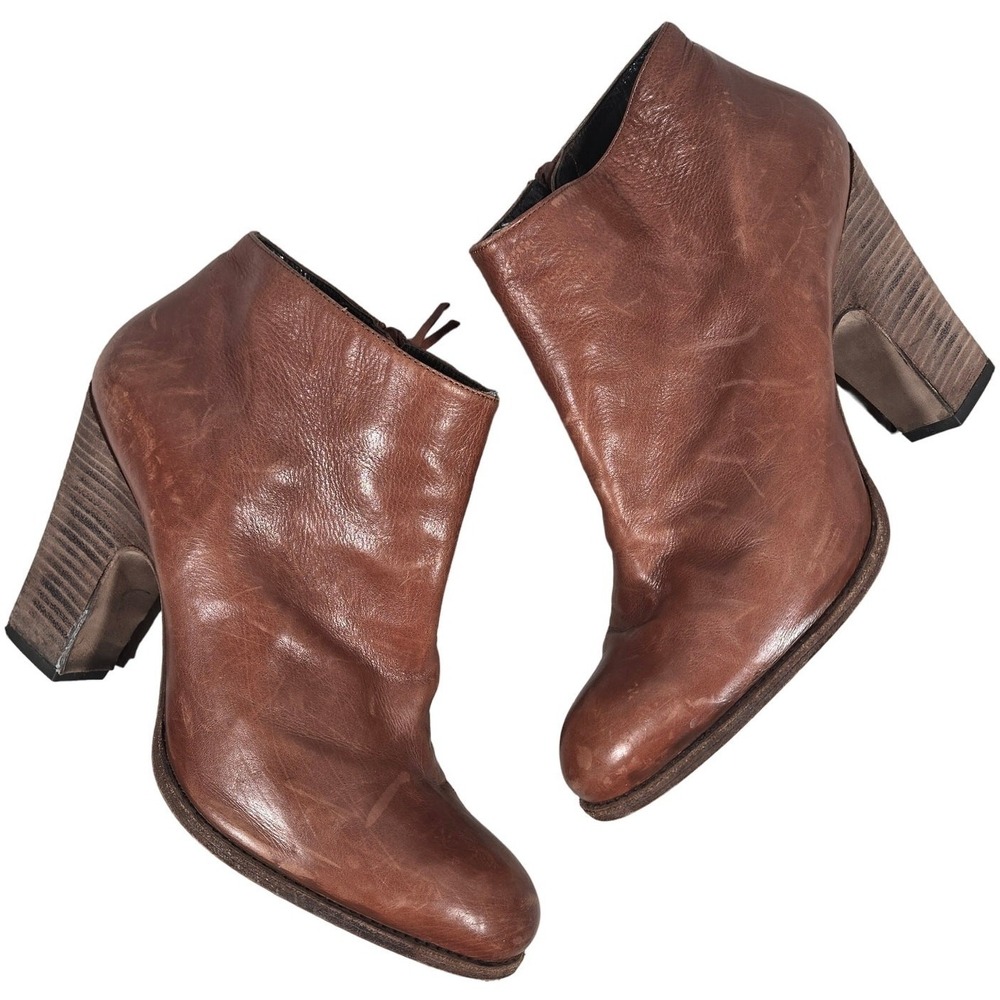 Stuart Weitzman Demigran‎ Leather Ankle Boots Block Heel Booties Women's Shoes